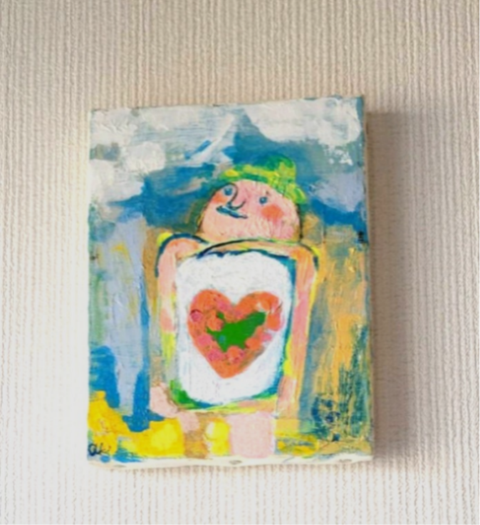 原画 絵画 『希望』【豆絵】油絵 キャンバスサイズF0 気軽に