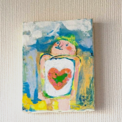 自作画　真作　油絵　キャンバス 原画 絵画 『希望』【豆絵】油絵 キャンバスサイズF0 気軽に アート