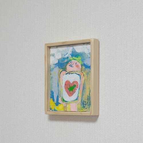 油絵【潤い】1点物の原画/円型キャンバス/作者サイン入り 油絵【カエル】1点物の原画◇作者サイン入り/ミニキャンバス油彩