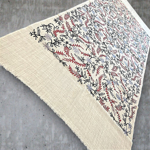 スカーフ カシミールショール 大判 カシミヤ  パシュミナ タペストリー シルク ハンドメイド 一点もの ベージュ 7枚目の画像