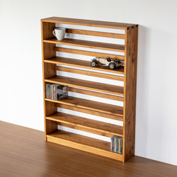 ワイドなCDラック6段／ミディアムブラウン 棚・シェルフ・ラック