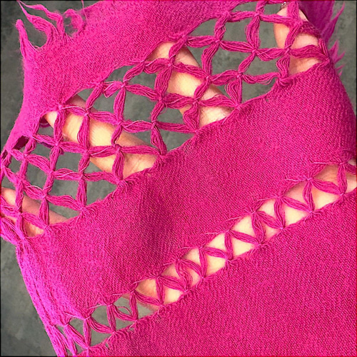 ショール ストール シルク 大判 ピンク 一点物 ハンドメイド インド