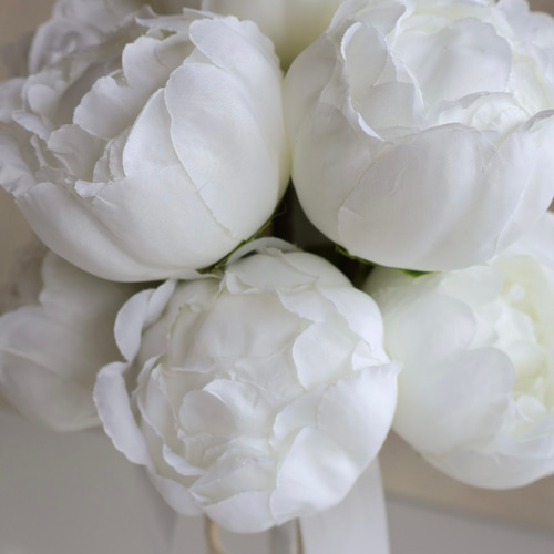 上品な芍薬(ピオニー)ブーケ／エレガントブーケ／ホワイトブーケ