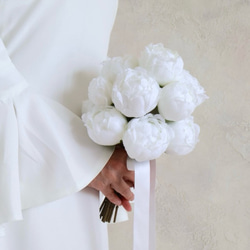 ウェディングブーケ ラウンド 結婚式 アーティフィシャルフラワー ホワイト系 Wedding bouquet rond white rosesウエディングブーケ ラウンド