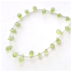 ∴天然石ビーズ∵高品質エメラルド ドロップブリオレットカットL 4個  