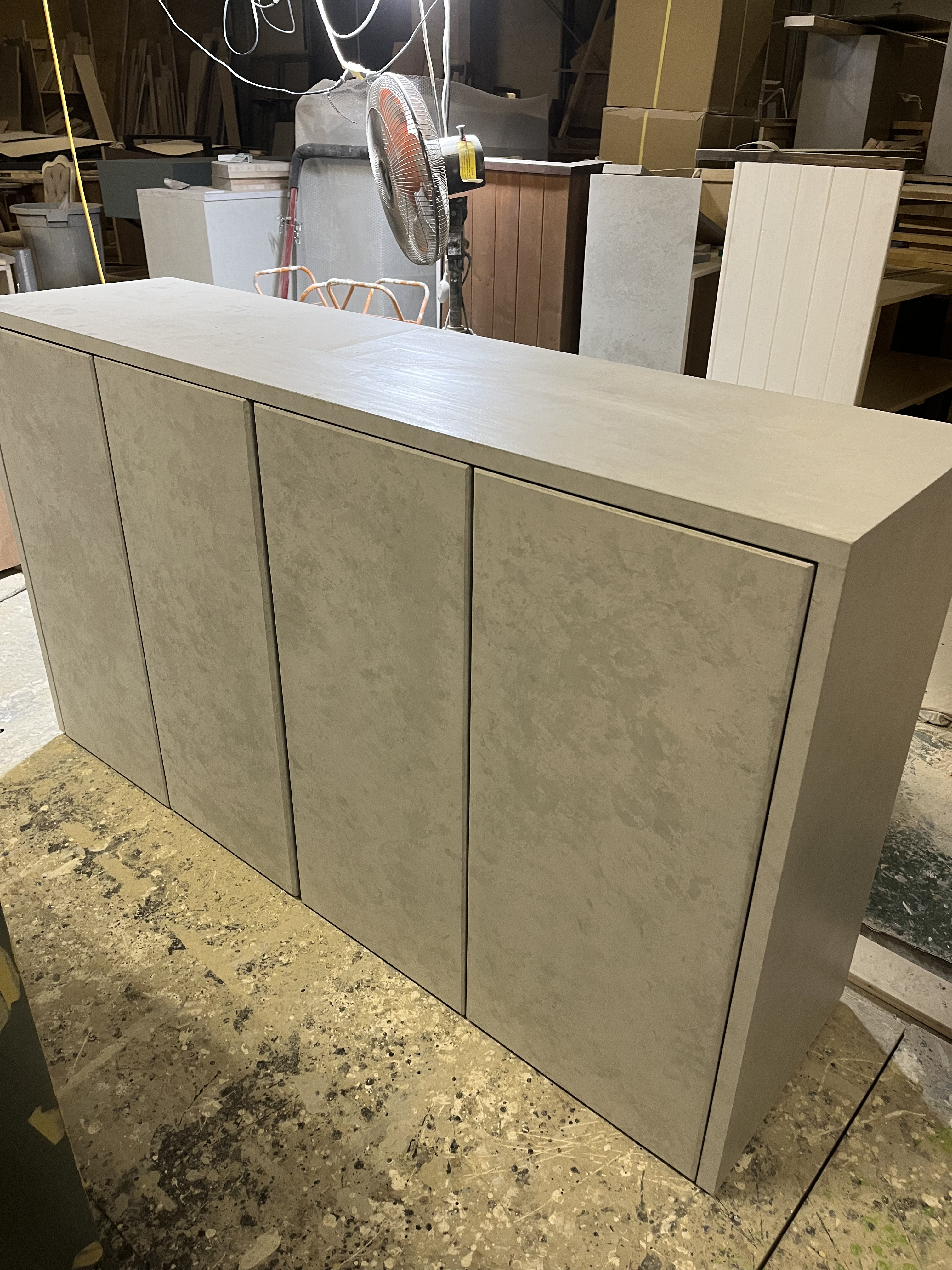 幅150✖︎高さ93✖︎奥行き45 石っぽい レジカウンター　受付カウンター　キッチンカウンター　食器棚　ディスプレイ棚