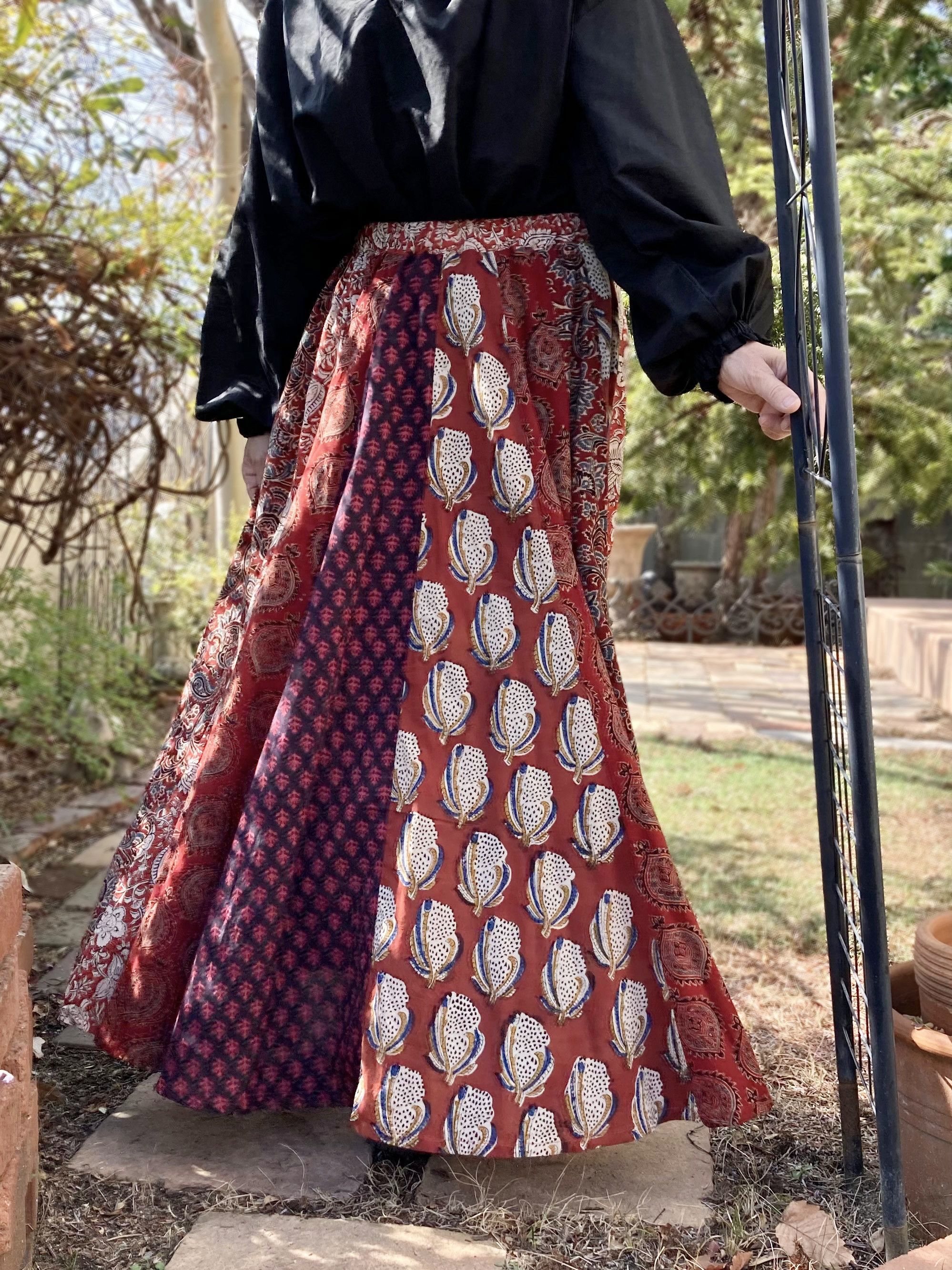 【インド／ブロックプリント】《茜色の丘》スカート
