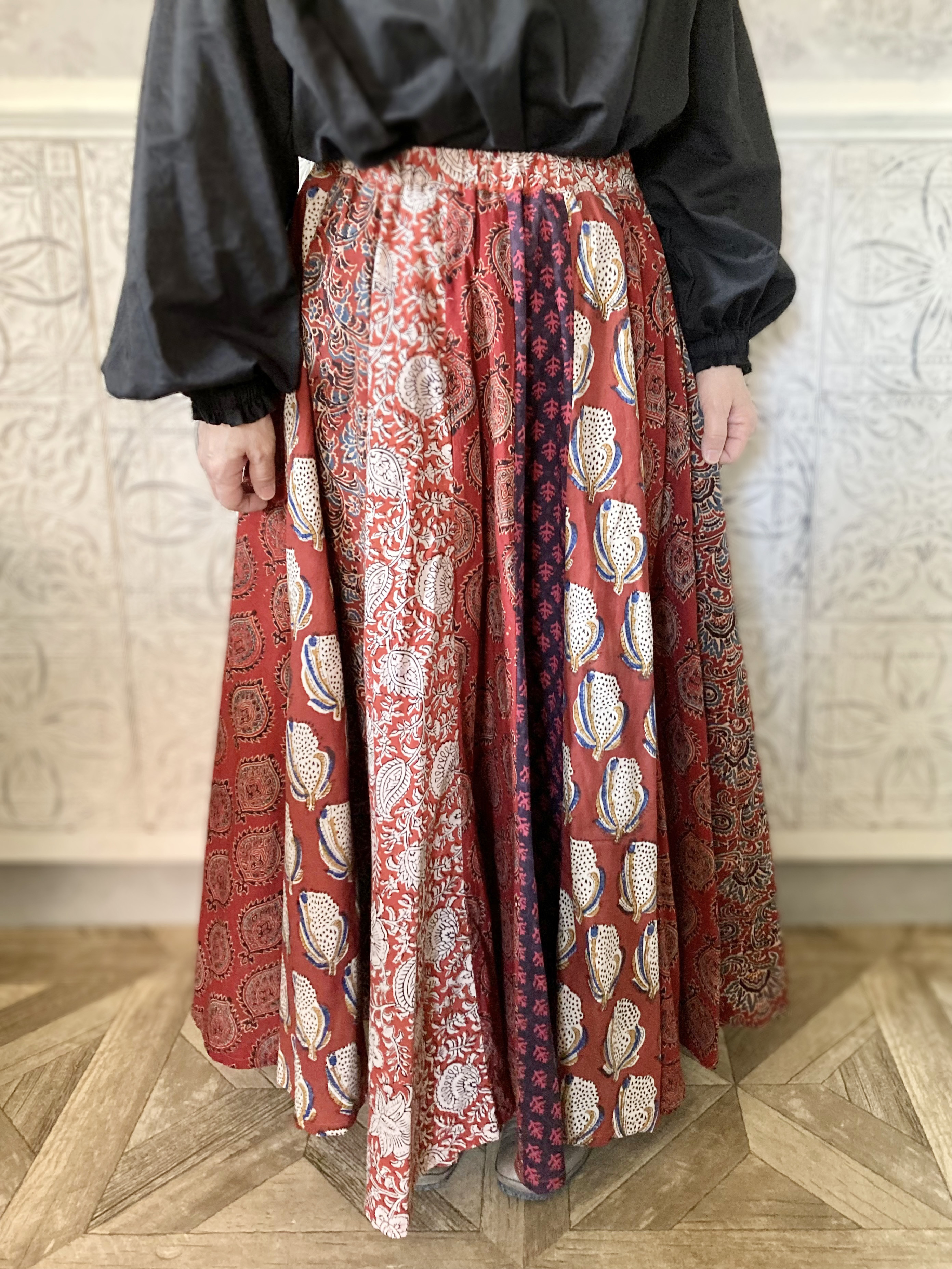 【インド／ブロックプリント】《茜色の丘》スカート