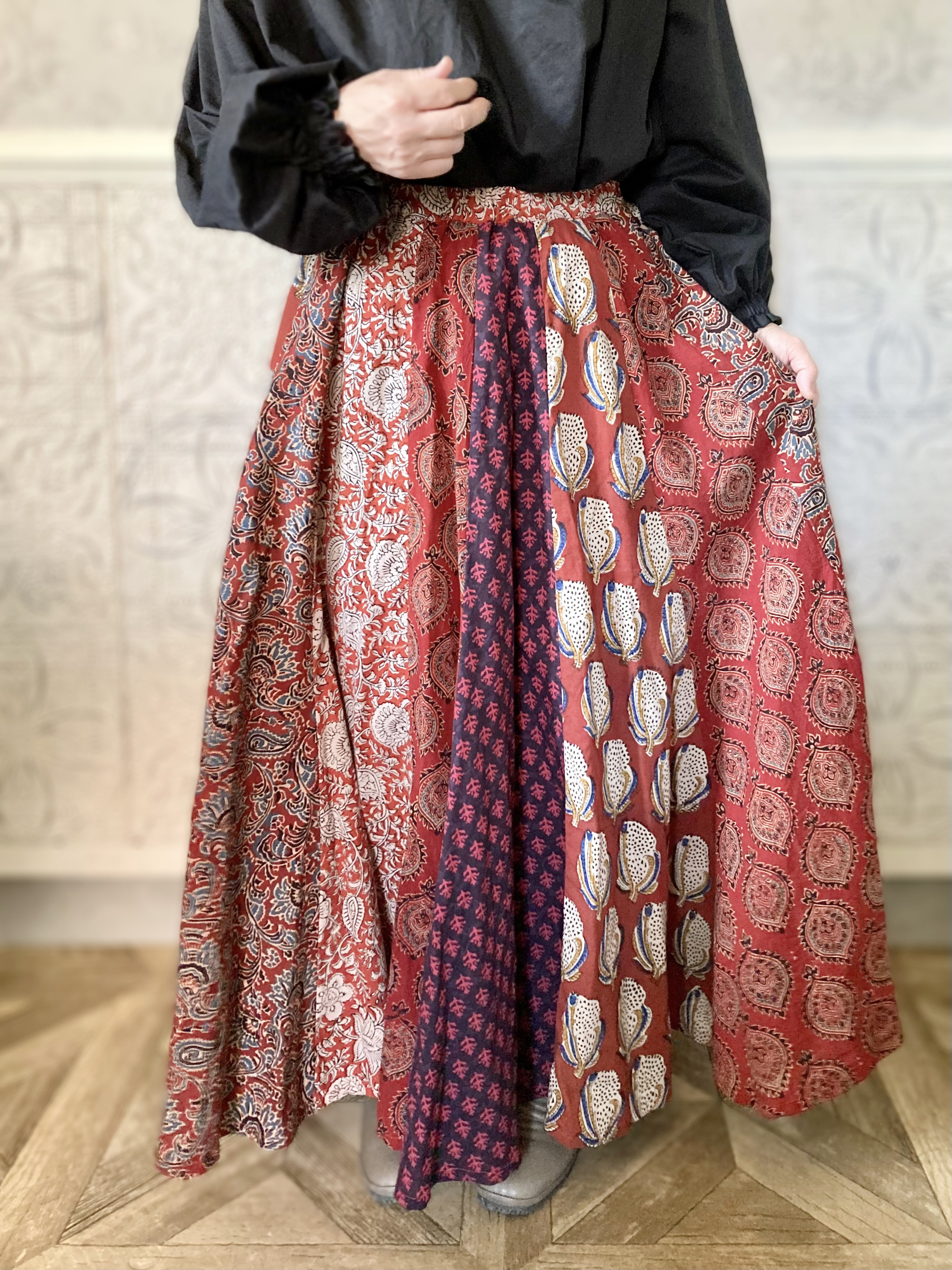 【インド／ブロックプリント】《茜色の丘》スカート