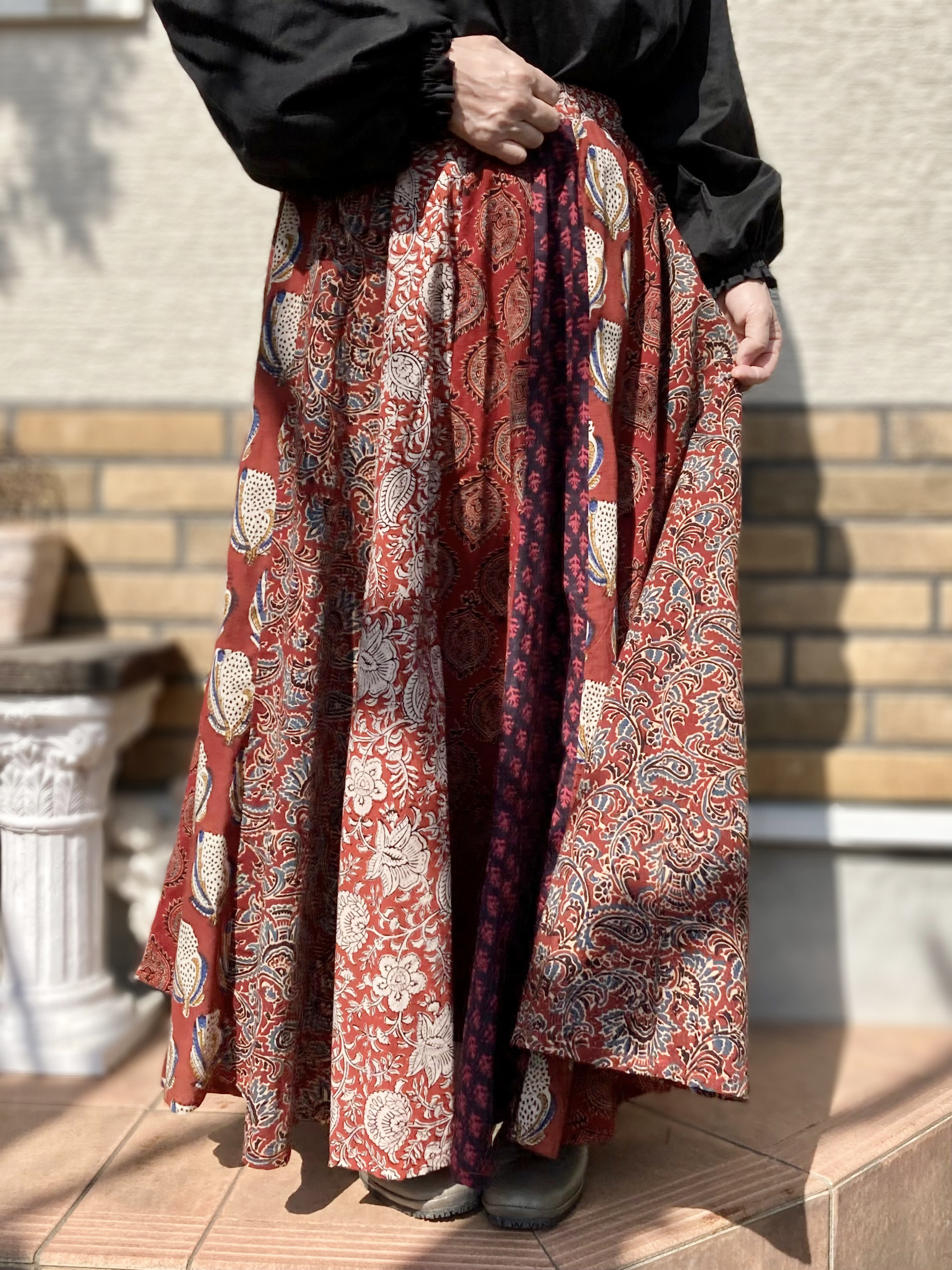 【インド／ブロックプリント】《茜色の丘》スカート