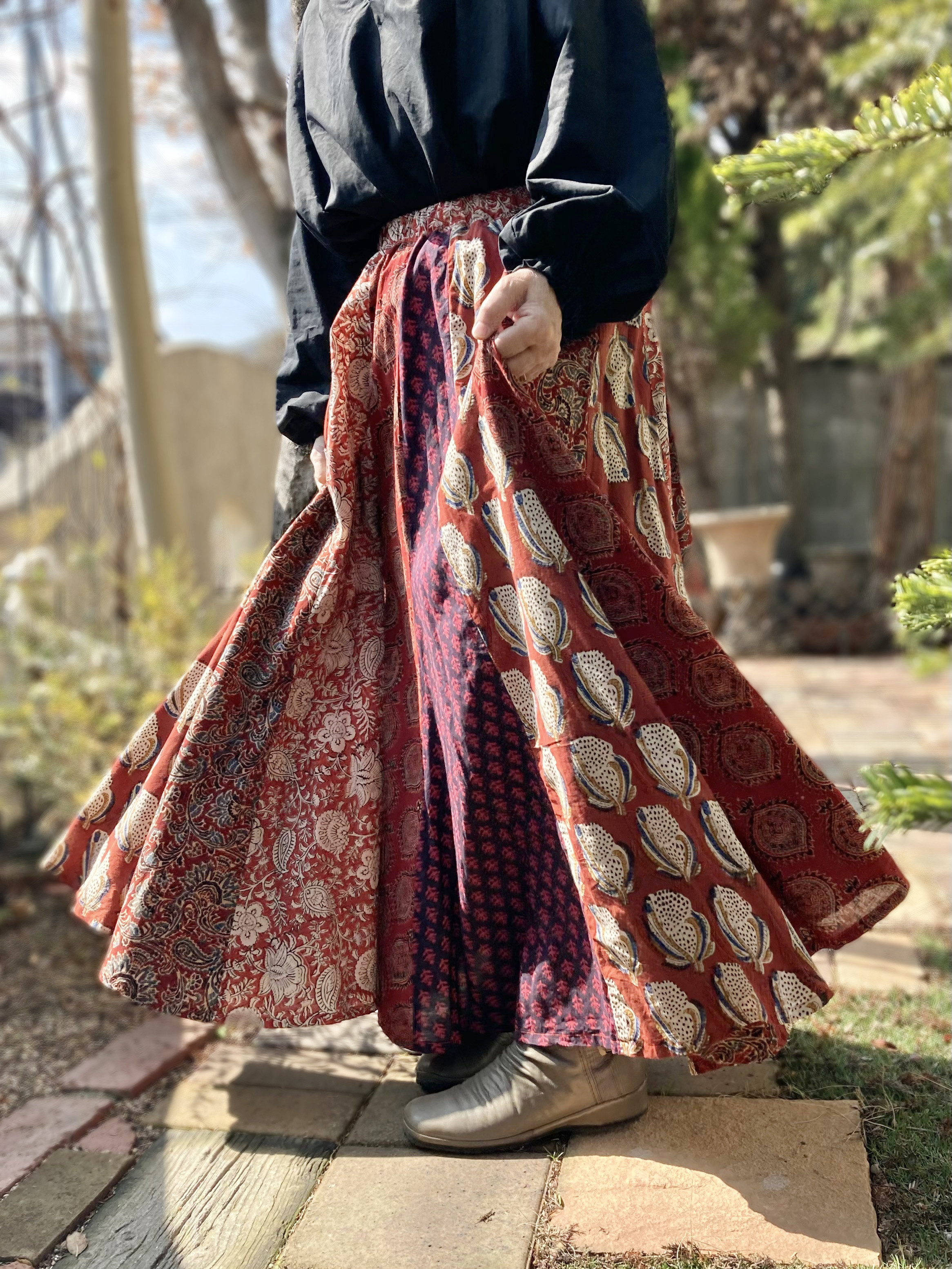 【インド／ブロックプリント】《茜色の丘》スカート