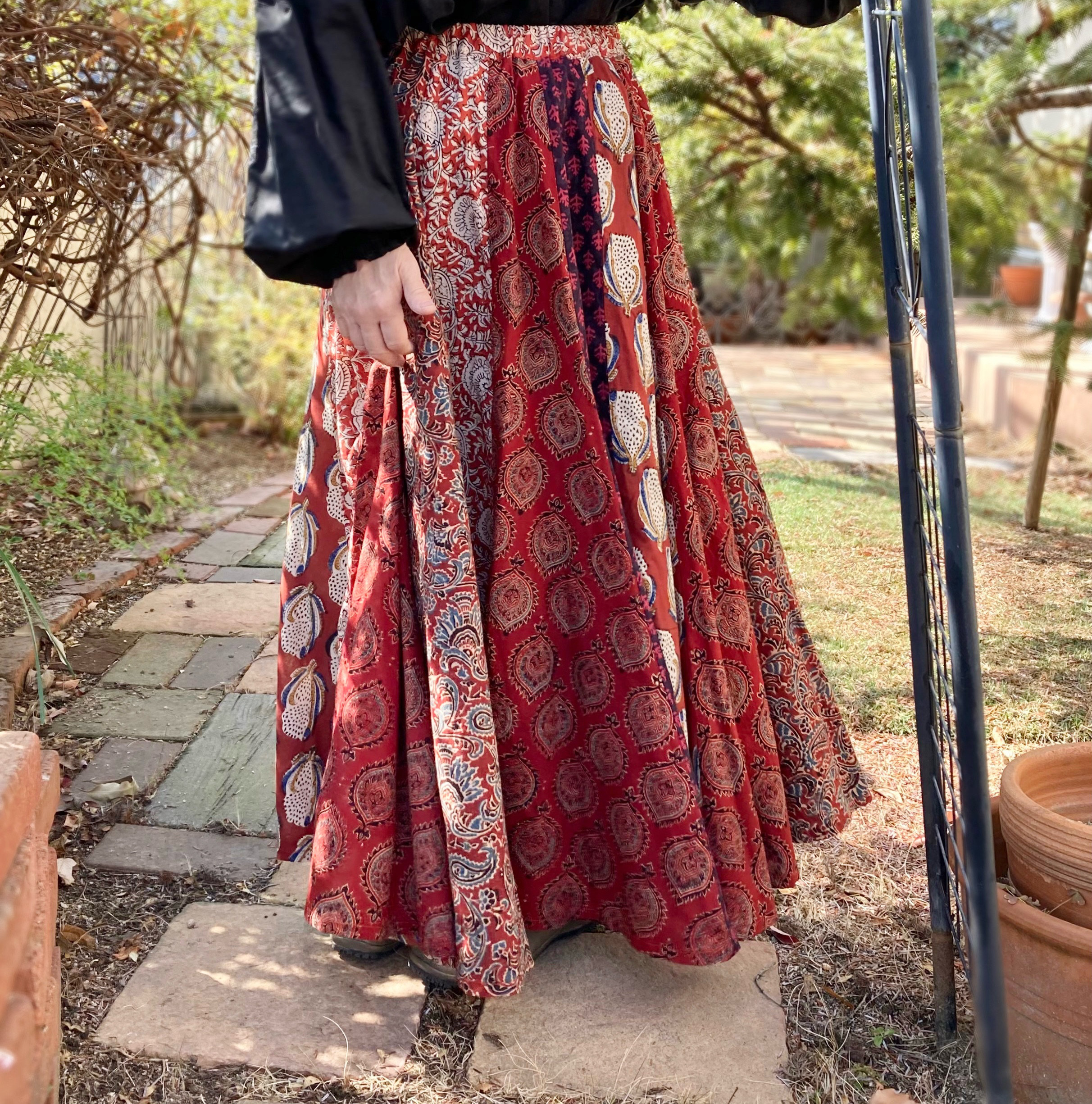 【インド／ブロックプリント】《茜色の丘》スカート