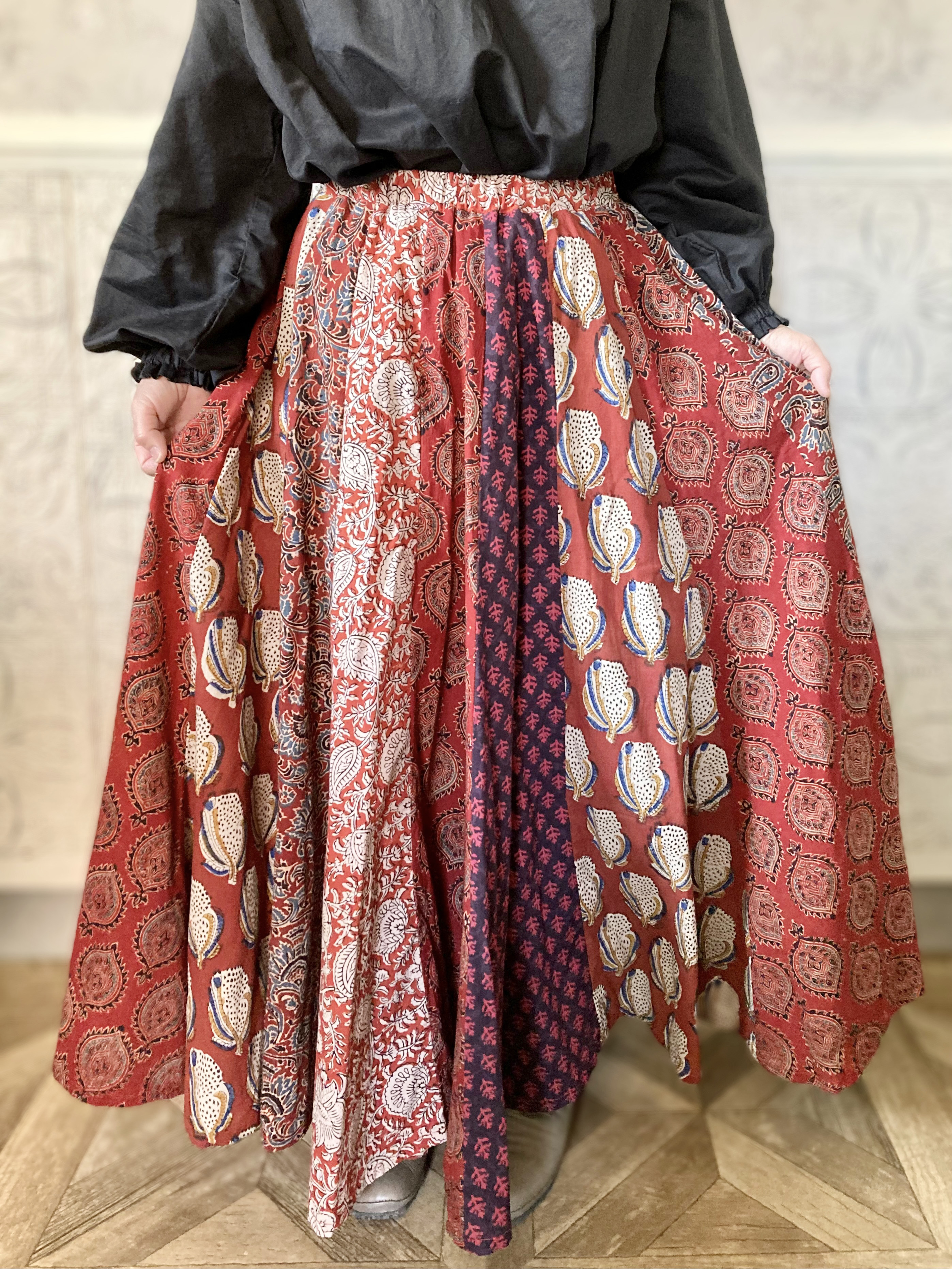 【インド／ブロックプリント】《茜色の丘》スカート