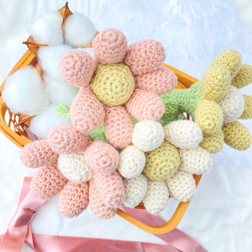 フラワーラトル ガーベラ お花のラトル コットン100% ガラガラ 玩具