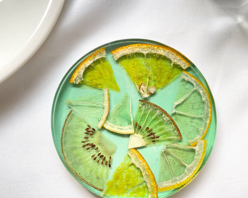 食べちゃいたい！フルーツレジンコースター 押し花ドライフラワー