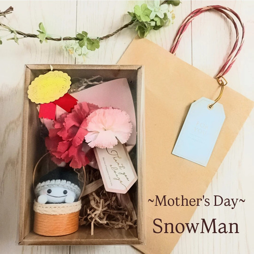 母の日*SnowMan*選べるカラー*カーネーション*フェルト*雪だるま*飾り