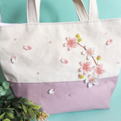 夢つづれ　ビーズバッグ 桜のビーズ刺繍ミニトートバッグ トートバッグ うさのひみつきち