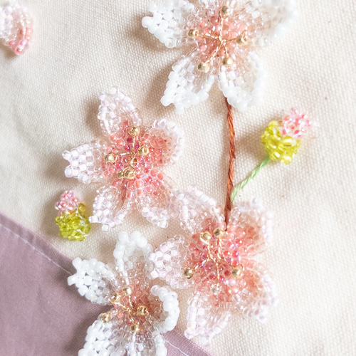 新品未使用　ピンクの花刺繍丸型バッグ 桜のビーズ刺繍ミニトートバッグ トートバッグ うさのひみつきち 通販