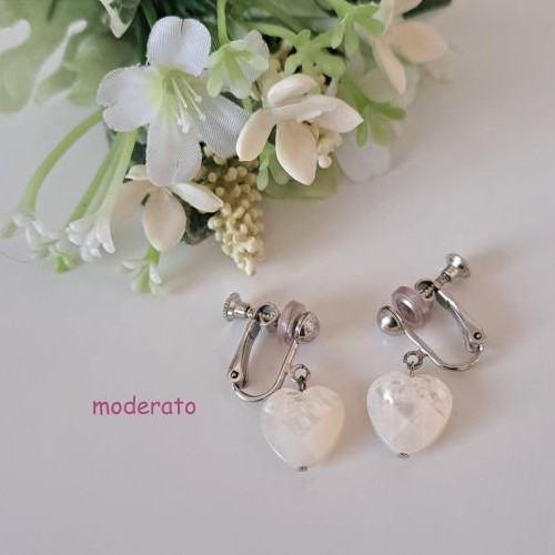 【Heart】ハート 型マザーオブパールイヤリング　MER706