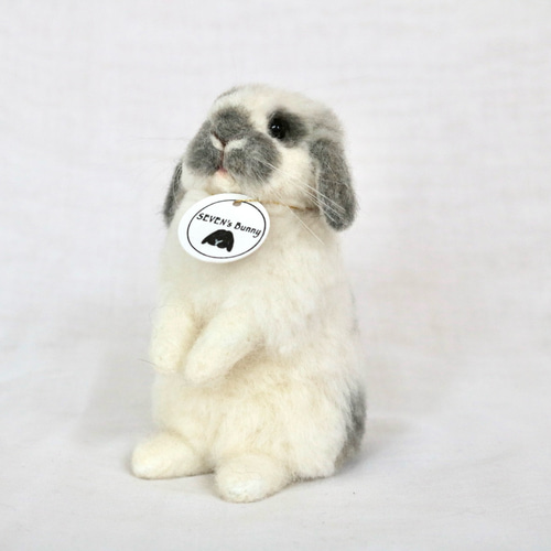 うたっち出品 うさぎ オーダーメイド 羊毛フェルト ハンドメイド 羊毛フェルト うたっち グレー ネザーランドドワーフ