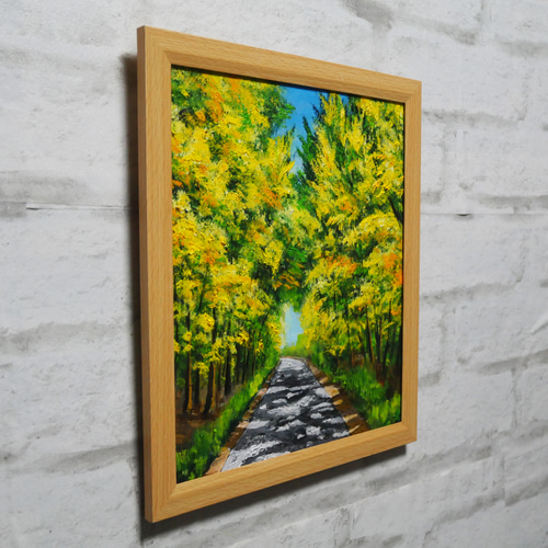 油絵 油彩 油彩画 絵 絵画 【ミモザの道】 絵画 HR 通販 19120716