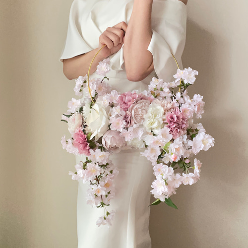 特別価格 フープブーケ リングブーケ 桜ブーケ 桜 高級造花 アーティ