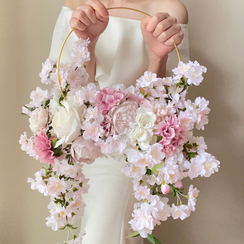 特別価格 フープブーケ リングブーケ 桜ブーケ 桜 高級造花 アーティ