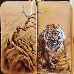 レザーカービングの財布、虎・運招来 長財布 kaku2025 通販