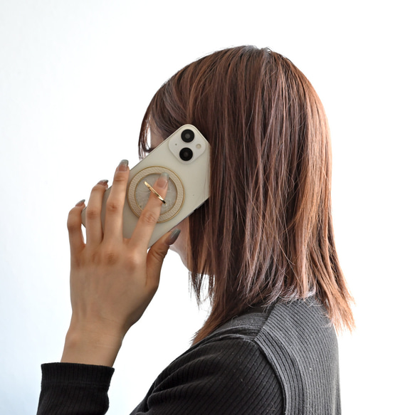 MagSafe対応 スマホリング 【 レース 】 リング マグセーフ iPhone レザー FA36A 14枚目の画像