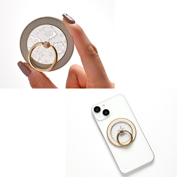 MagSafe対応 スマホリング 【 レース 】 リング マグセーフ iPhone レザー FA36A 13枚目の画像