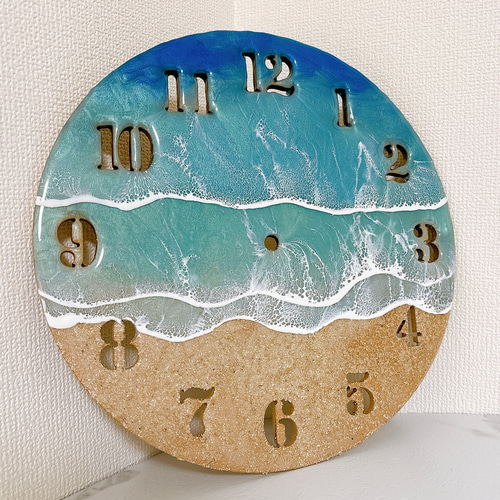波レジン]かけ時計 オーシャン 海レジン 沖縄 ハワイ 誕生日プレゼント