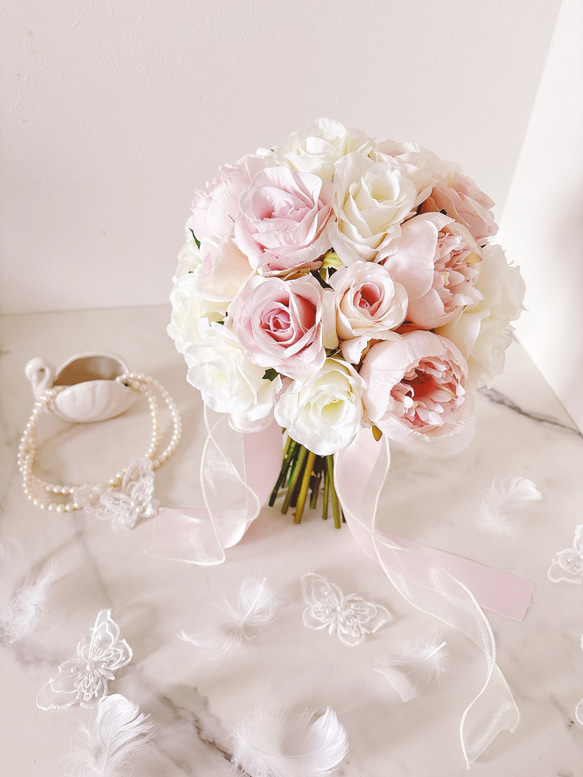 ピオニーブーケ 芍薬 結婚式 花嫁ブーケ ※ブートニア付き 芍薬♪ウェディングブーケ ブートニア付き ピオニーブーケ