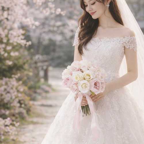 ピオニーとローズのブーケ 芍薬ブーケ ピンク＆ホワイト ウエディング