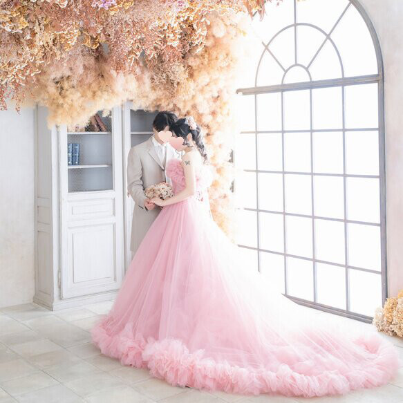 ウェディング前撮り チュール カラードレス ピンク 楽天市場】ウェディングドレス 前撮り カラードレス ピンク 花嫁