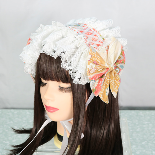 卒業式/成人式/パーティー/ヘッドドレス/グリモワール 淡黄花×編上 ヘッドドレス ロリータ 和ロリ 成人式 卒業式