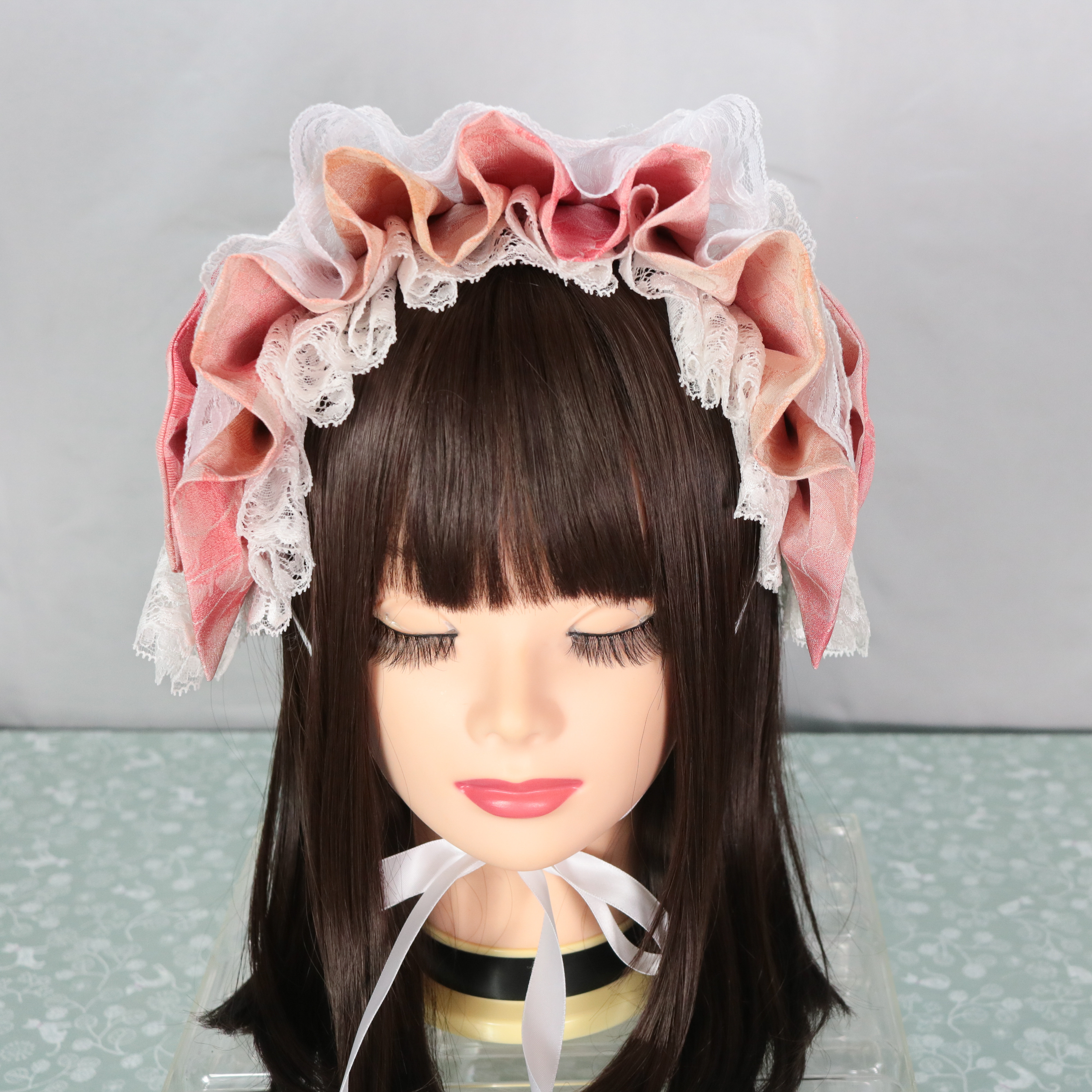 鬱金香×編上　インナーレース　ヘッドドレス　ロリータ　成人式　卒業式