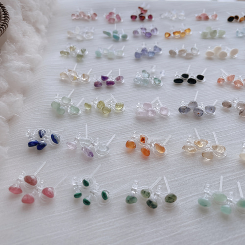 ペア販売)選べる天然石のミニピアス イヤリング セカンドピアス 誕生石