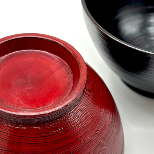 刷毛目多様丼 根来 曙 14cm どんぶり 木製 黒 朱 かわいい おしゃれ