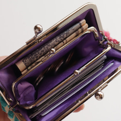 法國/天鵝絨親子搭扣錢包/配件包，天鵝絨布料和牛皮，多色 第6張的照片