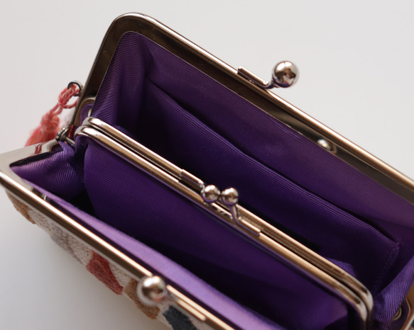 法國/天鵝絨親子搭扣錢包/配件包，天鵝絨布料和牛皮，多色 第5張的照片