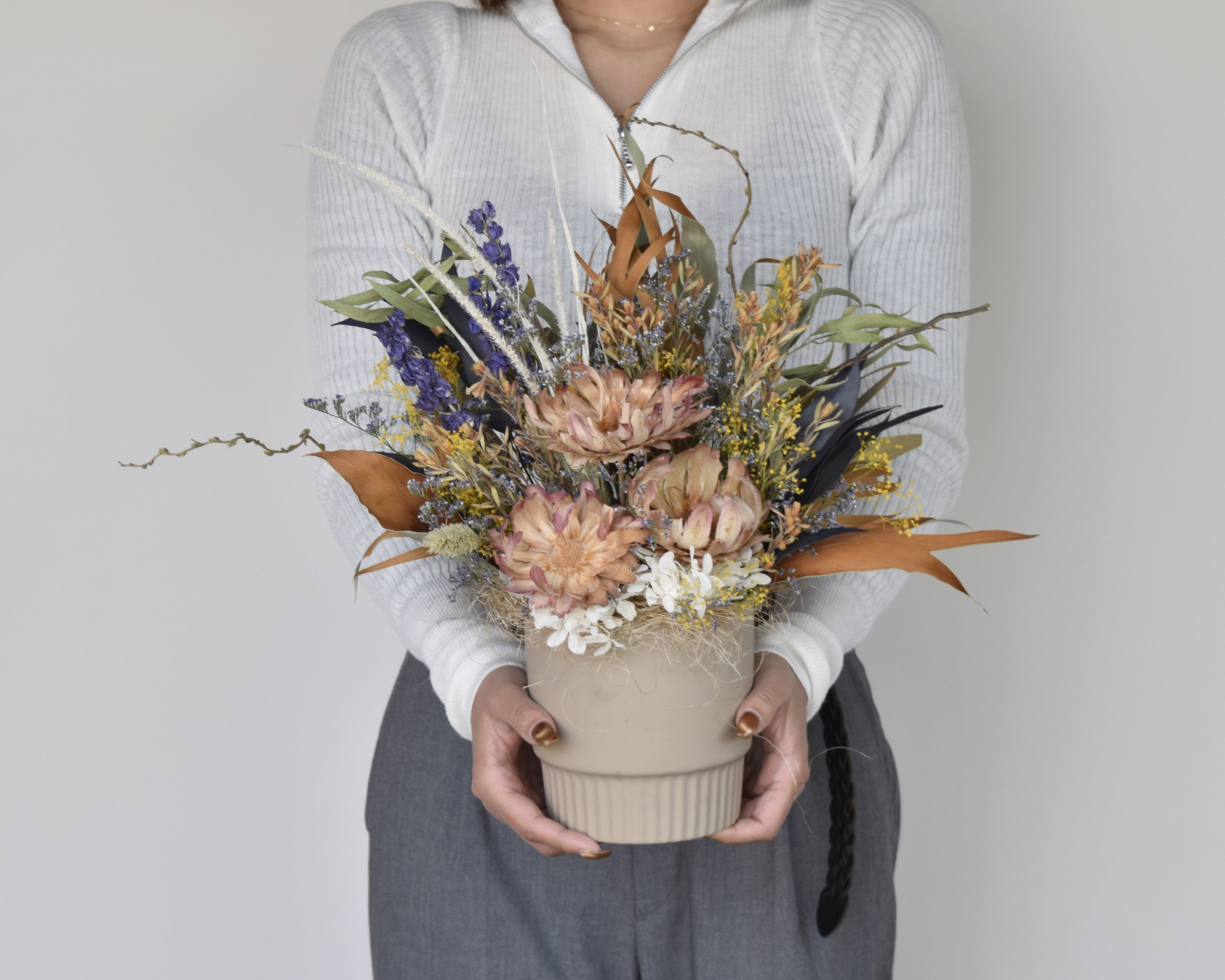 残1【開店祝いにおすすめ】ドライフラワー置き型アレンジ/サロン装飾/ギフト、プレゼントに