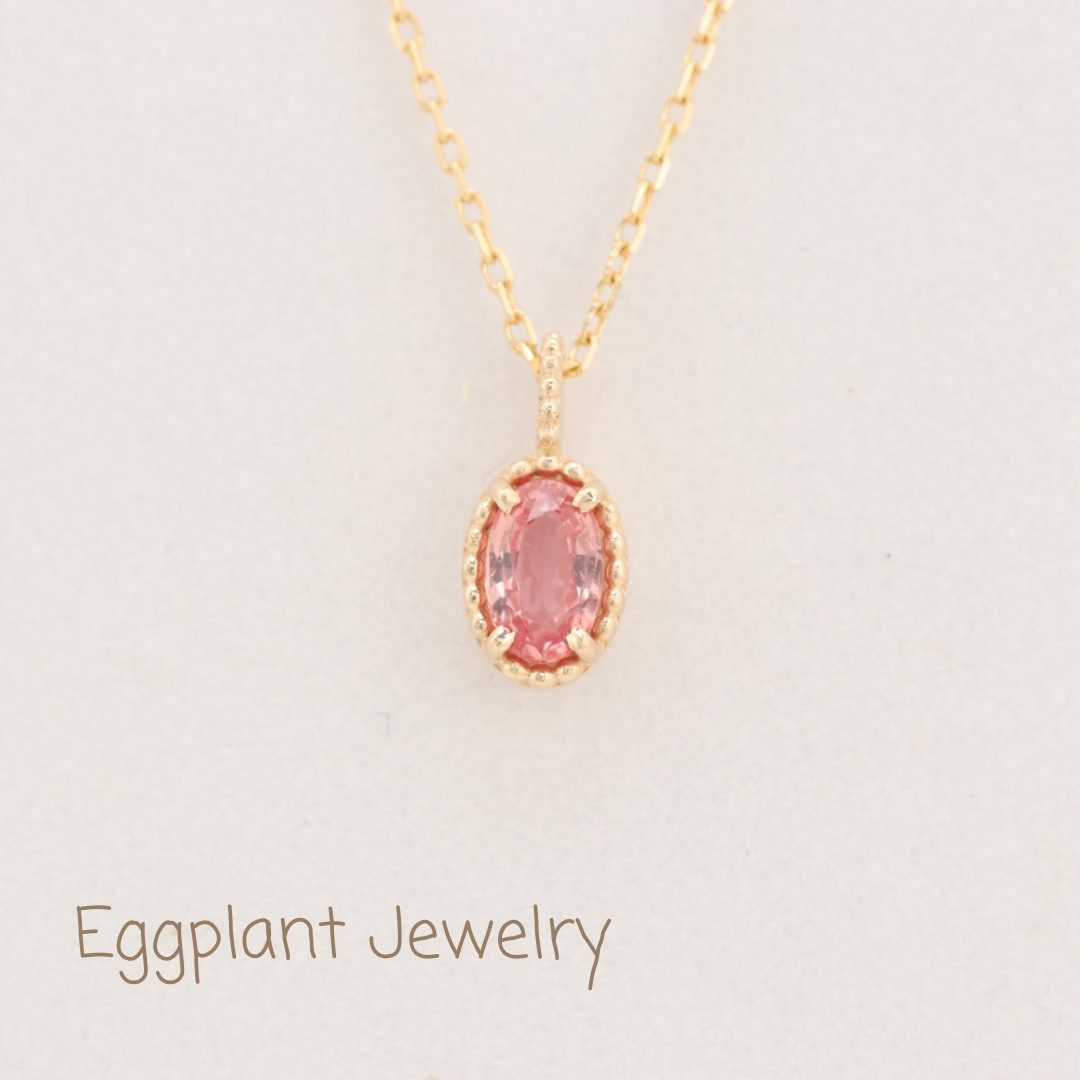 【K10/1点物】ピンクサファイアネックレス