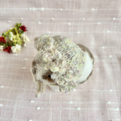 【ハンドメイド】小花柄うさぎさんボンネット ハンドメイド】小花柄うさぎさんボンネット