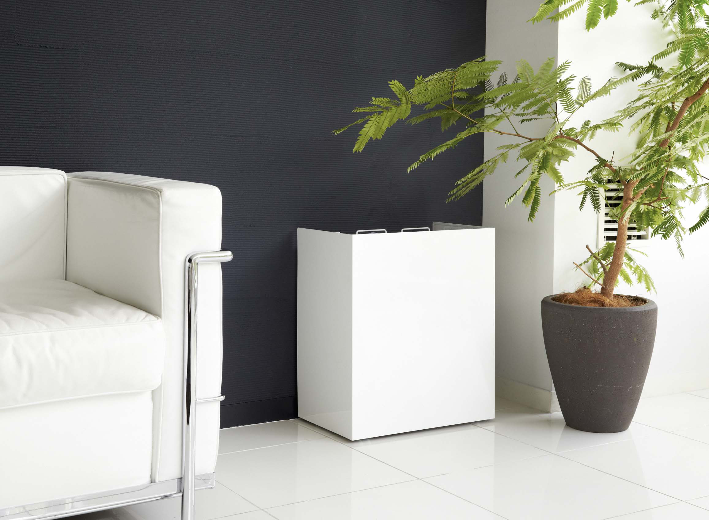 ダストボックス＋ゴミ袋収納（３分別タイプ）：日本製 蓋なし スチール ゴミ箱 レジ袋 キャスター付