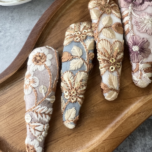 種類豊富！！インド刺繍リボン 細身のパッチンピン ヘアピン ヘアピン