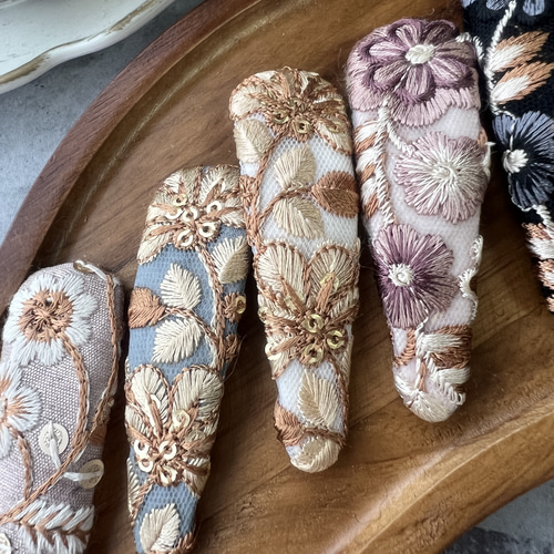 種類豊富！！インド刺繍リボン 細身のパッチンピン ヘアピン ヘアピン