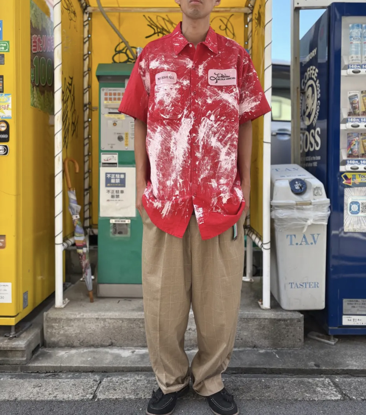 古着　ヴィンテージ　vintage シャツ　ワークシャツ　リメイク　リメイクシャツ　ビックサイズ　個性派