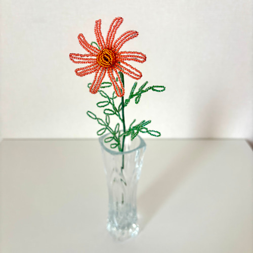 ビーズフラワー/マーガレット/オレンジ/一輪挿し 一輪挿し・花瓶・花器