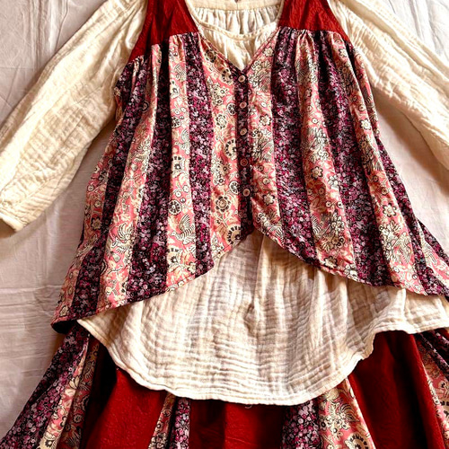 SAYOCAFEほっこりとおうち時間のパッチワークワンピース （一点もの  