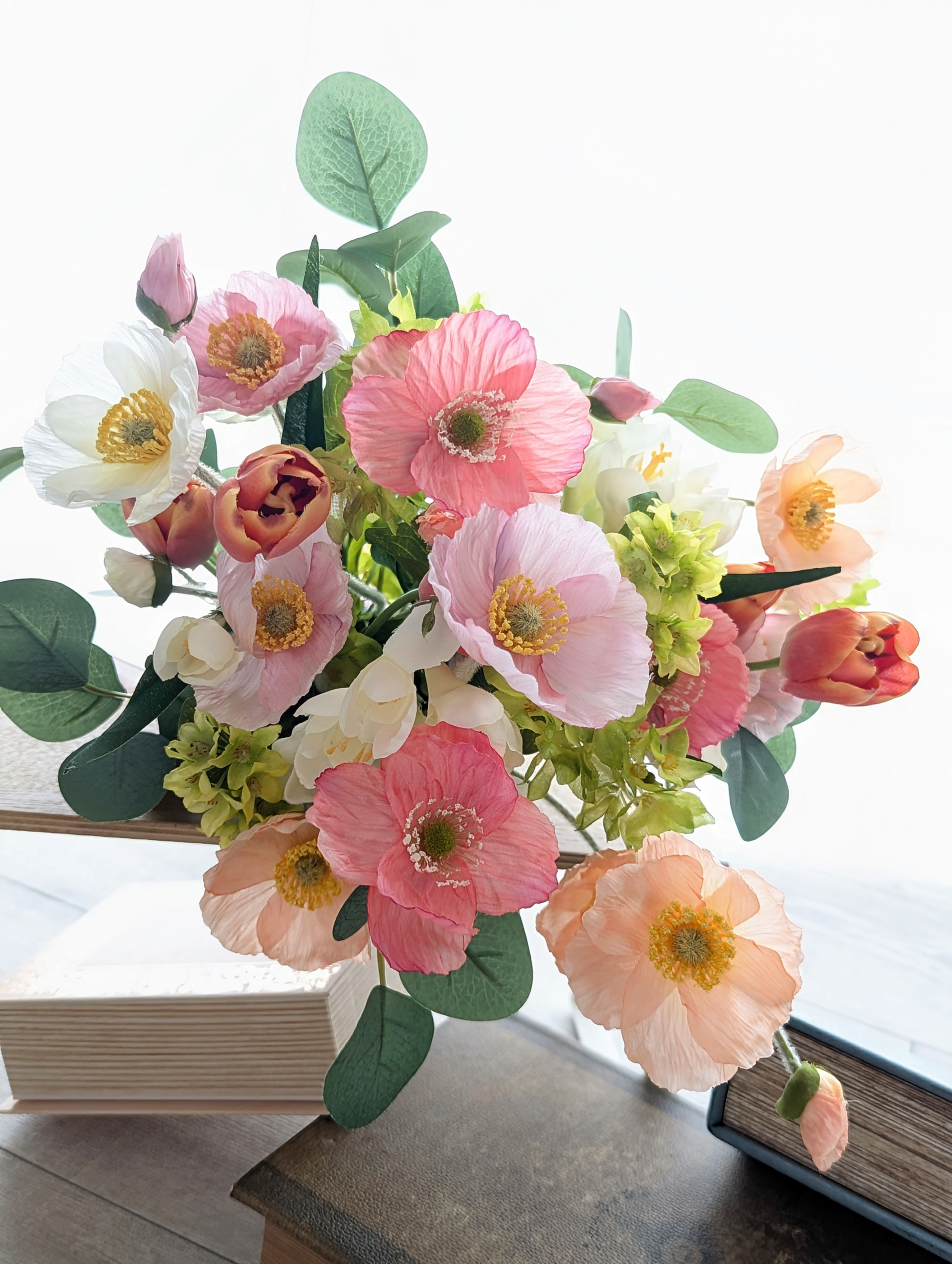 【早割】ポピーとチューリップのエアリーブーケ～ポピー×チューリップ×フリージア PK アーティフィシャルフラワー ギフト